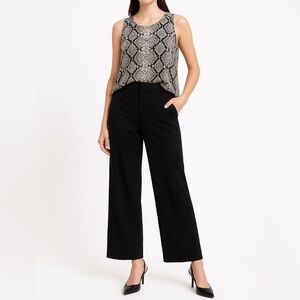 HALOGEN Snake Print Sleeveless Blouse | L | Grey Black | Minimalist Chic Office